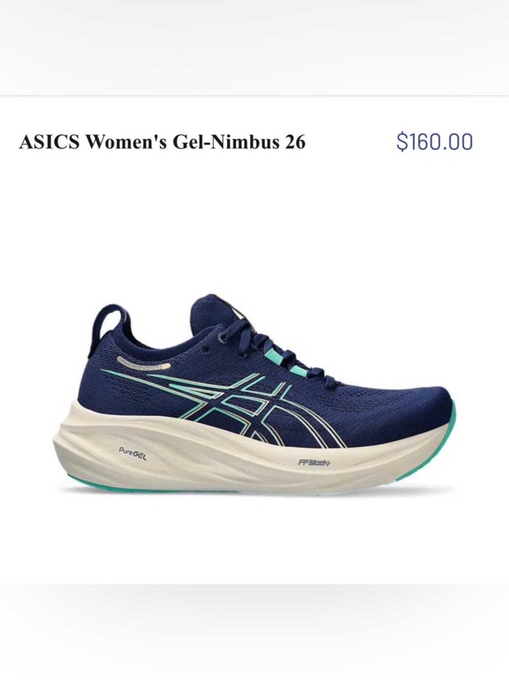 ASICS Gel Nimbus 26-Navy Blue Athletic Sneaker